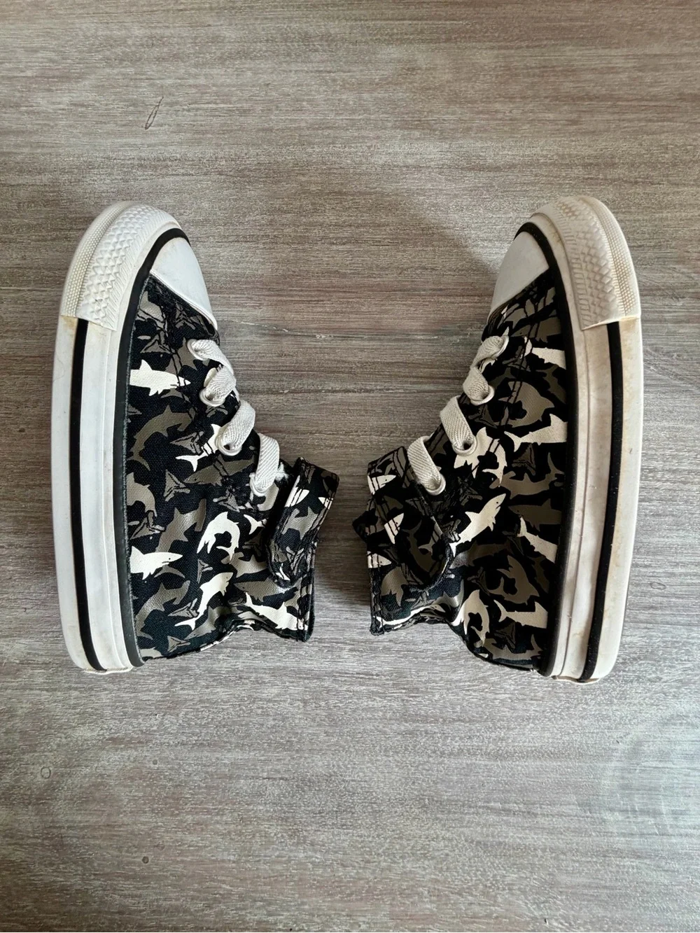 Converse Black White Canvas High-Top Shark Ocean Tie Slip-on Sneakers Toddler 8